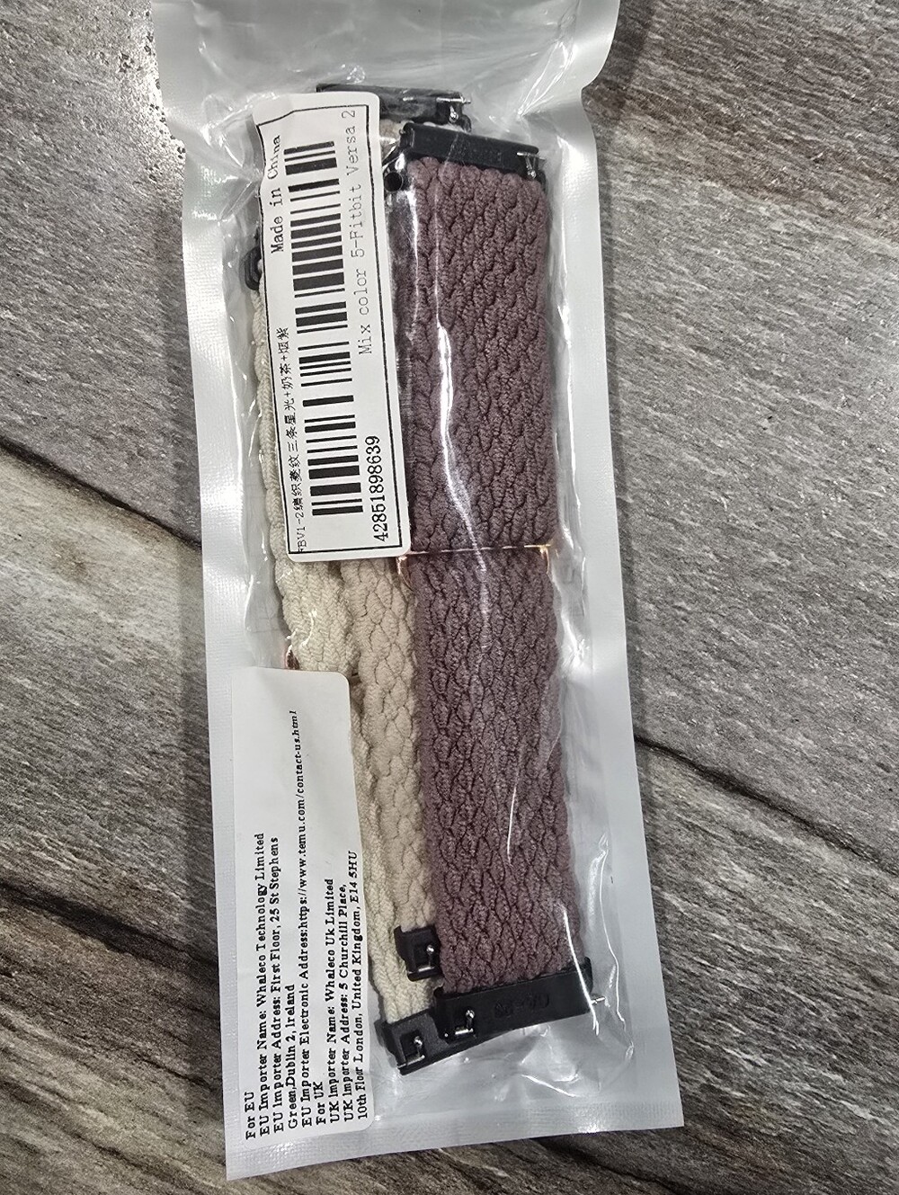 fitbit Braided Elastic Replacement Bands - Mauve and Cream